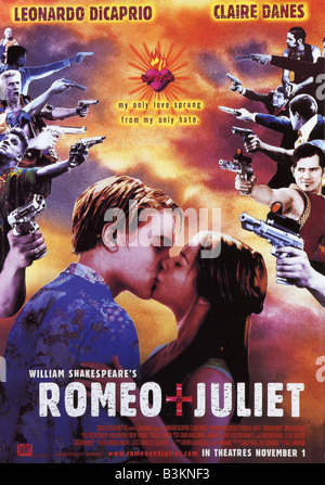 WILLIAM SHAKESPEARE'S ROMEO AND JULIET Poster für das Jahr 1996 TCF/Bazmark film mit Leonardo DiCaprio und Claire Danes Stockfoto