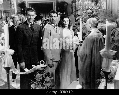 DIE PHILADELPHIA Geschichte 1940 MGM-Film mit von links James Stewart, Cary Grant und Katherine Hepburn Stockfoto