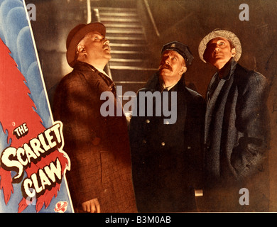 Die scharlachrote Kralle 1944 Universal Film mit Basil Rathbone auf der rechten Seite und Nigel Bruce auf der linken Seite Stockfoto