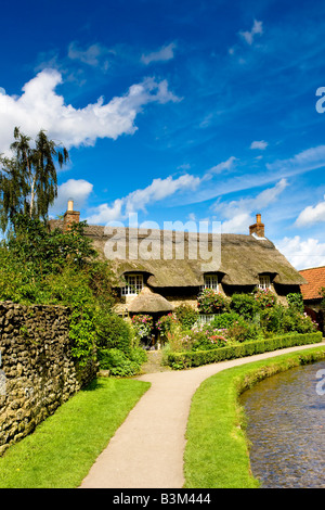 Die berühmten Thatched Cottage Thornton le Dale North Yorkshire Moors Nationalpark Stockfoto