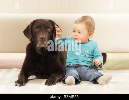 Mädchen und Labrador Retriever Stockfoto