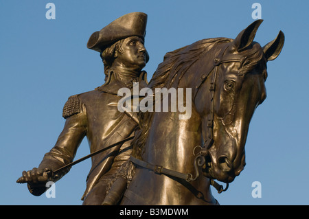 Statue von George Washington auf dem Pferderücken in Boston Common Stockfoto