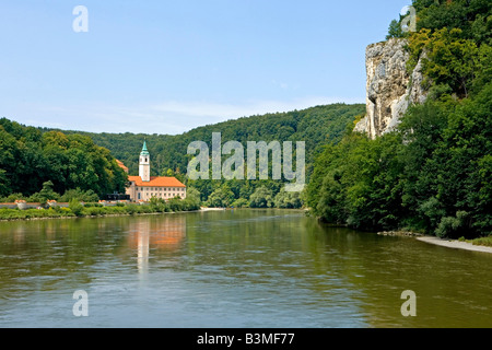 Deutschland, Bayern, Kloster Weltenburg, Weltenburg Klostergarten in Altmühl Tal Franken Donau Fluss Bayern Deutschland Stockfoto