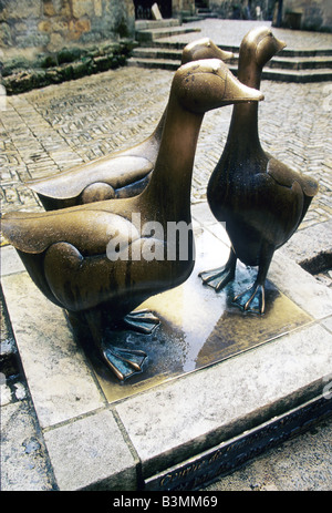 Frankreich Dordogne Sarlat Statue, die Gänse in Sarlat Stockfoto