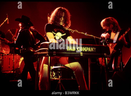 BAD COMPANY-UK-Rock-Gruppe im Jahr 1975 Stockfoto