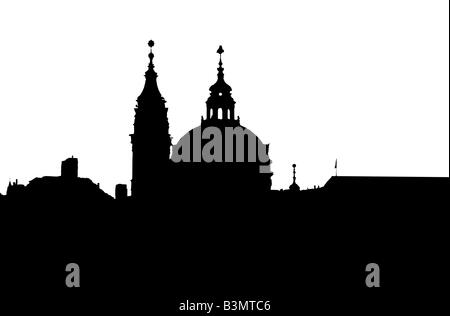 Silhouette der St. Nikolas Kirche - barocke Denkmal von Prag Stockfoto