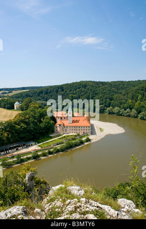 Deutschland, Bayern, Kloster Weltenburg, Weltenburg Klostergarten in Altmühl Tal Franken Donau Fluss Bayern Deutschland Stockfoto