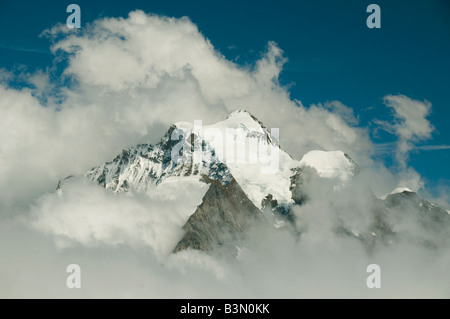 Gipfel der Jungfrau, 4158 m oder ft. 13.642 aus West, Berner Alpen, Schweiz Stockfoto