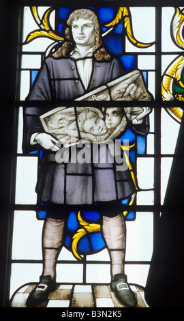 Neu Gibbons St Lawrence Jury Kirche London Englisch Holzschnitzerei Handwerker Buntglas-Fenster Künstlerportrait England Stockfoto