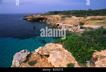 Abgelegene Cala Conta in der Nähe von Sant Antoni in Ibiza Spanien Stockfoto