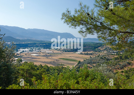 Fields and greenhouses near Letoon. South Western Turkey. Stockfoto