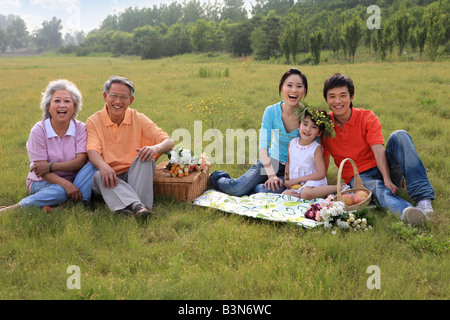 chinesischen Familien Picknicken im Freien, Peking, china Stockfoto