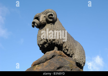 Scupture von Moffat Ram, Moffat, Dumfries and Galloway, Schottland Stockfoto