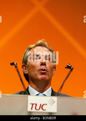 Tony Blair spricht der TUC-Konferenz in Brighton, September 2004 Stockfoto