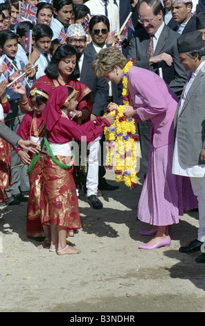 Prinzessin Diana Overseas Besuch in Nepal kommt März 1993 ...