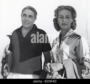 ARISTOTLE ONASSIS und Frau TINA bei den Filmfestspielen von Venedig im Jahr 1957 Stockfoto