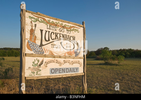 Texas Hill Country Luckenbach General Store Bar Tanzlokal Zeichen Stockfoto