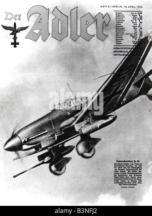 DER ADLER Nazi-Magazin über die Luftwaffe. Dieses Problem zeigt eine Stuka-Sturzkampfbomber auf dem cover Stockfoto