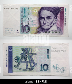 Nahaufnahme von einer traditionellen deutschen D-Mark banknote Stockfoto