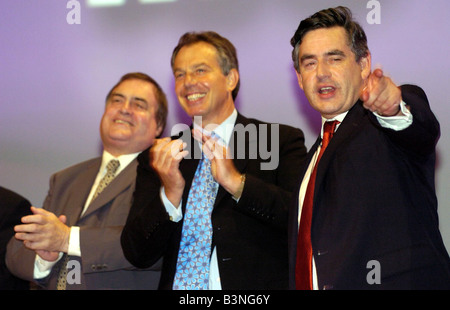 Labour Party Konferenz Gordon Brown Tony Blair und John Prescott, September 2004 Stockfoto