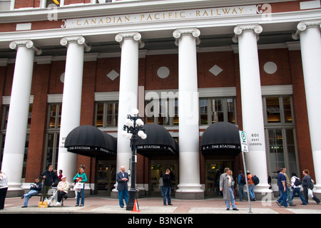 Zum Bahnhof Waterfront Station in Vancouver British Columbia Kanada Stockfoto