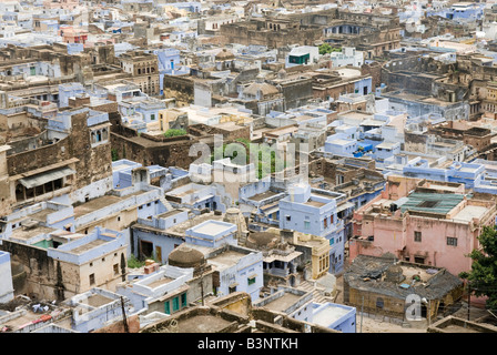 Indien Rajasthan Bundi Dach Top Stadtbild wie aus dem Palast zu sehen Stockfoto