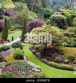 Der versunkene Garten am Butchart Gardens, Brentwood Bay, Vancouver Island, British Columbia, Kanada Stockfoto