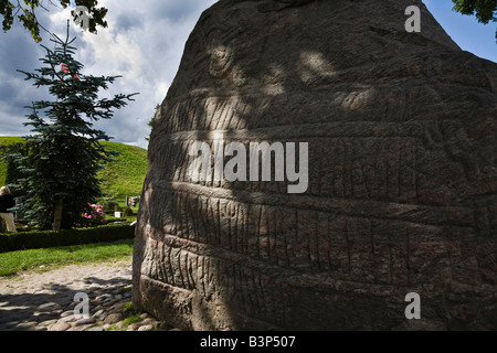 Runenstein in Jelling, Jütland, Dänemark Stockfoto