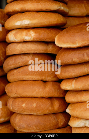 Marrakesch-Marrakesch-Brot in den Markt Souk Grafik runde Brote frisches Brot Stockfoto