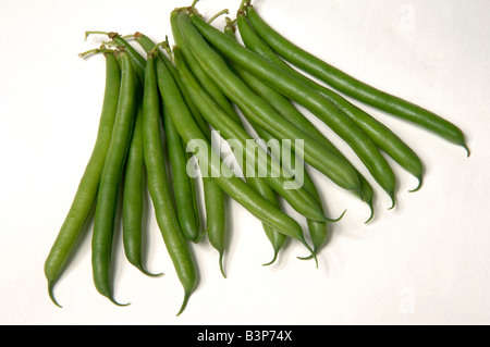 Englische angebautes Obst und Gemüse Gemüse typischen Supermarkt gekauft Zeichenfolge Französisch oder grüne Bohnen Stockfoto