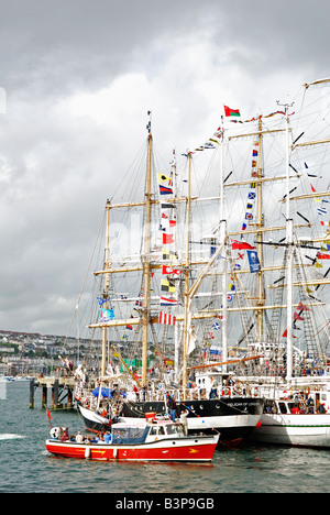 Hafen von Großseglern in Falmouth, Cornwall, uk vor der "Funchal 500 tall Ships Regatta" Stockfoto