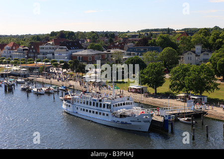 Lübeck-Travemünde betrachtet aus einem eingehenden Fähre, Lübeck-Travemünde, Schleswig-Holstein, Deutschland, Europa Stockfoto