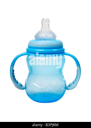 leere Baby Feeding Trinkflasche blau Stockfoto