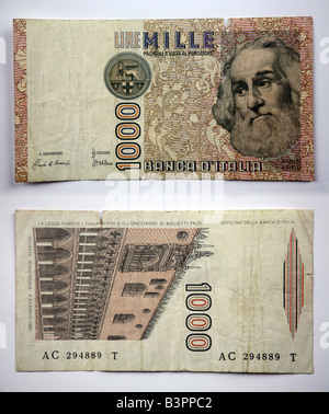 Italienische Banknoten aus Italien 1000 Lire Stockfoto