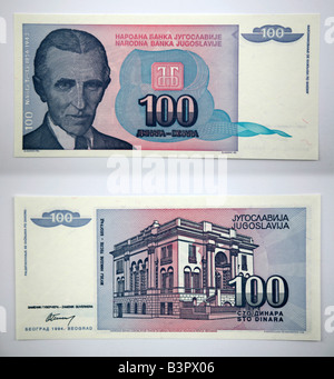 Banknoten aus Jugoslawien Jugoslavija 100 Dinara Stockfoto