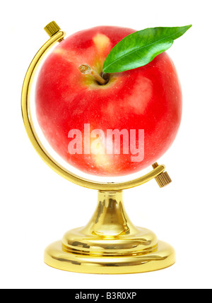 Roter Apfel - Erdkugel Stockfoto