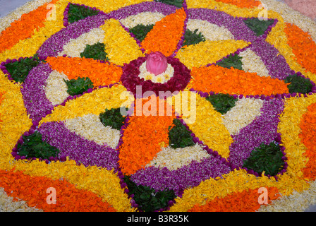 Blumenkunst (Pookklalam) von Kerala, Indien Stockfoto