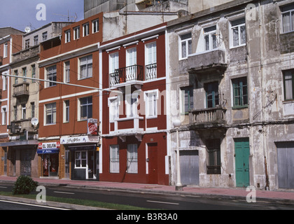 traditionelle Häuser entlang der Uferpromenade La Coruna Galizien Spanien Stockfoto