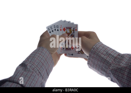 Mann beim Poker betrügen Stockfoto