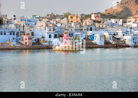 Blick auf die Stadt Pushkar Rajasthan Indien Stockfoto