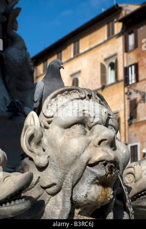 Statue spuckt Wasser auf italienischen piazza Stockfoto
