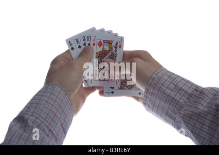 Mann beim Poker betrügen Stockfoto