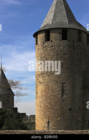 Die mittelalterliche Stadt Carcassone in Frankreich. Detail. Stockfoto