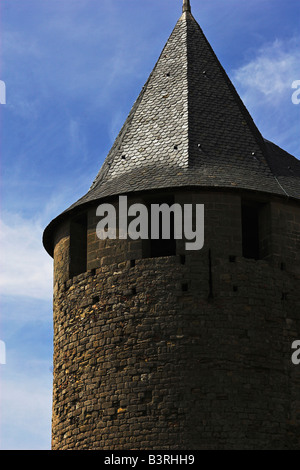 Die mittelalterliche Stadt Carcassone in Frankreich. Detail. Stockfoto