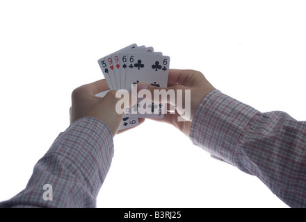 Mann beim Poker betrügen Stockfoto