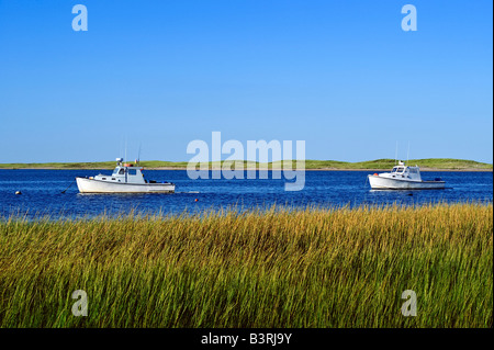 Lobster Boote ankern in Nauset Harbor Orleans Cape Cod MA USA Stockfoto