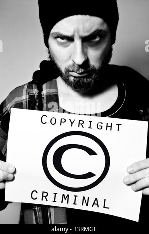 Mann wegen Verstoßes gegen Urheberrechtsgesetze verhaftet Stockfoto