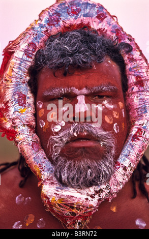 Aborigines älteste in zeremonielle Kopfbedeckung Zentralaustralien Stockfoto