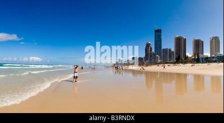 Weitwinkel-Panorama von Surfers Paradise an der Gold Coast Queensland Australia, einschließlich die Stadt und die Stadt Stockfoto