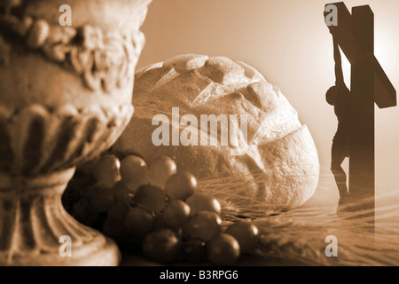 Kommunion und Kreuzigung Symbole Stockfoto